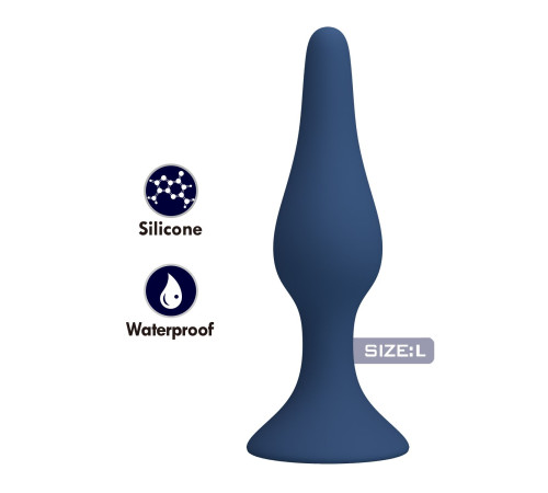 Синяя анальная пробка Slim Anal Plug L - 12,4 см.