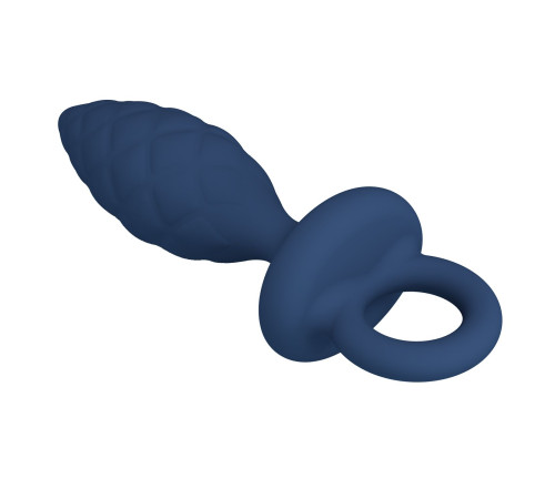 Синяя анальная пробка с кольцом Butt Plug with Loop L - 15,7 см.