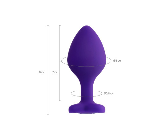 Фиолетовая анальная втулка Diamond Heart с прозрачным кристаллом - 8 см.