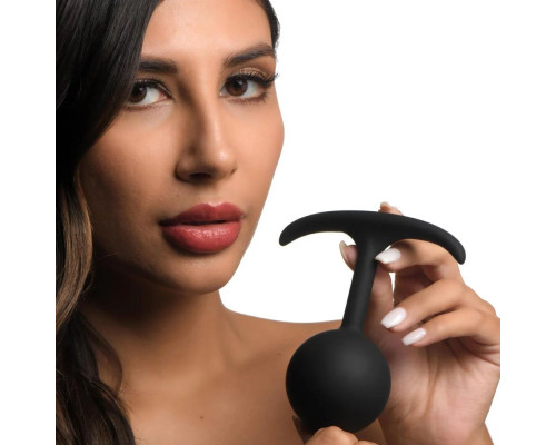 Заказать Черная анальная пробка с утяжелением Comfort Plugs Premium Silicone 4.7’’ Weighted Round Plug - 12 см.