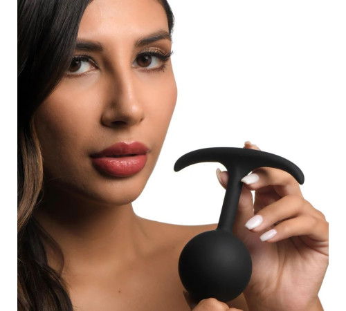 Черная анальная пробка с утяжелением Comfort Plugs Premium Silicone 4.7’’ Weighted Round Plug - 12 см.