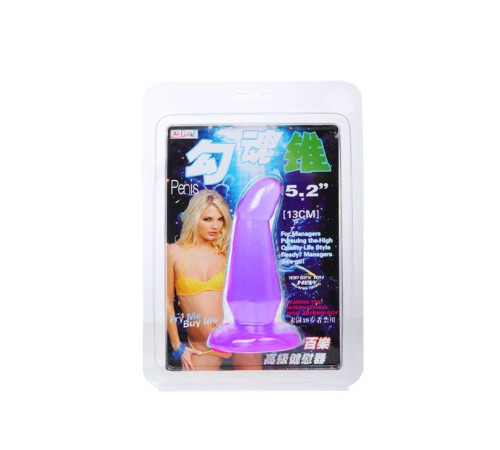 Фиолетовая анальная пробка без вибрации - 12 см.