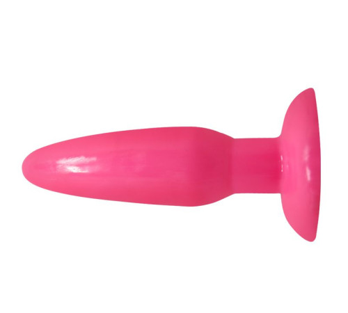 Розовая анальная пробка с подошвой-присоской - 13,5 см.