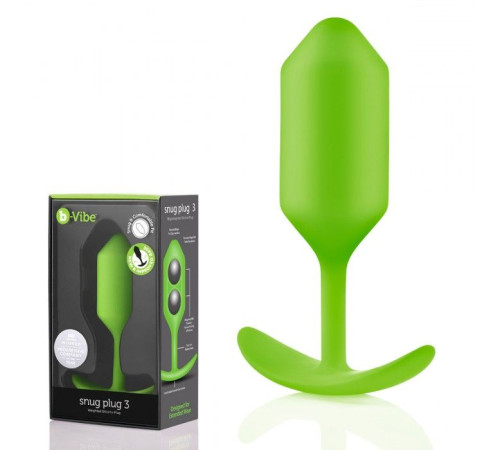 Лаймовая пробка для ношения B-vibe Snug Plug 3 - 12,7 см.