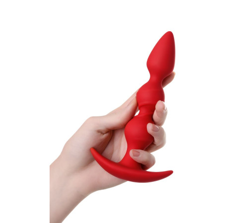 Красная силиконовая анальная втулка Trio - 16 см.