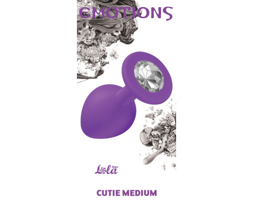 Заказать Средняя фиолетовая анальная пробка Emotions Cutie Medium с прозрачным кристаллом - 8,5 см.