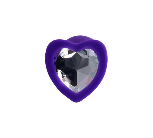 Фиолетовая анальная втулка Diamond Heart с прозрачным кристаллом - 7 см. Фиолетовая анальная втулка Diamond Heart с прозрачным кристаллом - 7 см.