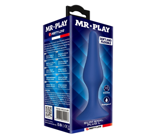 Синяя анальная пробка Slim Anal Plug L - 12,4 см.