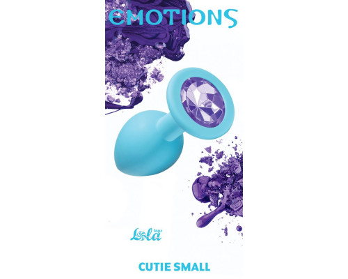 Заказать Малая голубая анальная пробка Emotions Cutie Small с фиолетовым кристаллом - 7,5 см.