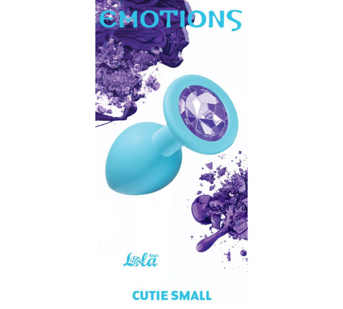 Малая голубая анальная пробка Emotions Cutie Small с фиолетовым кристаллом - 7,5 см.