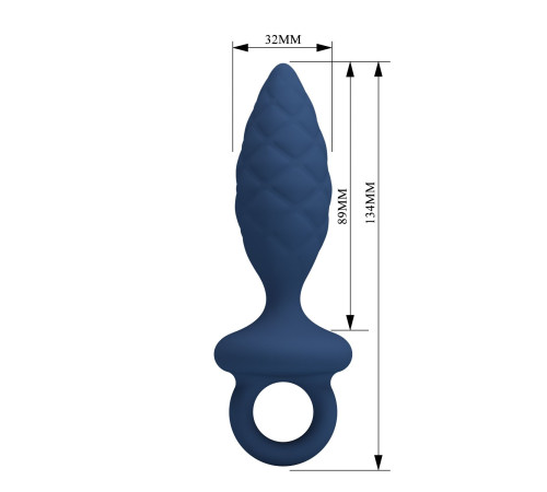 Синяя анальная пробка с кольцом Butt Plug with Loop M - 13,4 см.