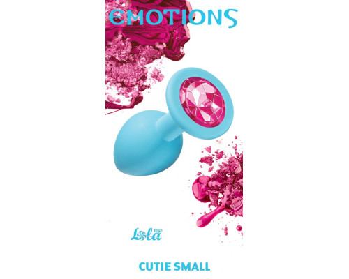 Заказать Малая голубая анальная пробка Emotions Cutie Small с розовым кристаллом - 7,5 см.
