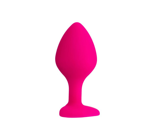 Розовая анальная втулка Diamond Heart с прозрачным кристаллом - 8 см.