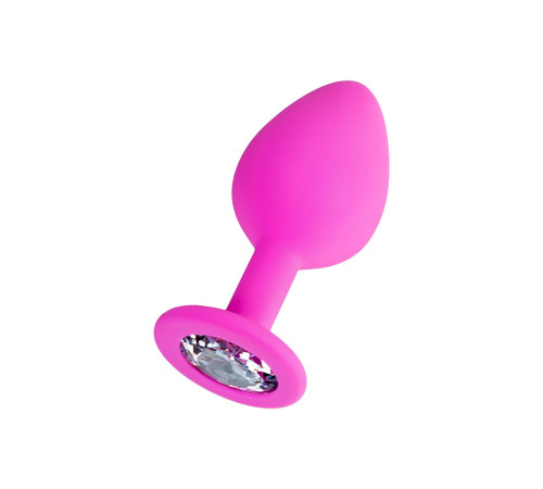 Розовая анальная втулка Brilliant с прозрачным кристаллом - 8 см.