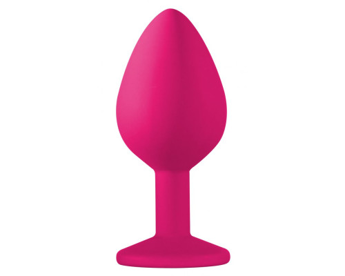 Заказать Средняя розовая анальная пробка Emotions Cutie Medium с чёрным кристаллом - 8,5 см.