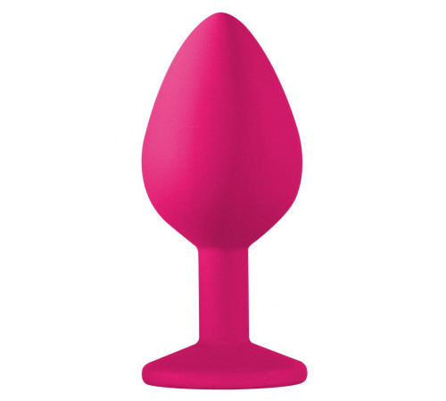 Средняя розовая анальная пробка Emotions Cutie Medium с чёрным кристаллом - 8,5 см.