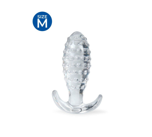 Прозрачная анальная пробка с шишечками - 8 см.