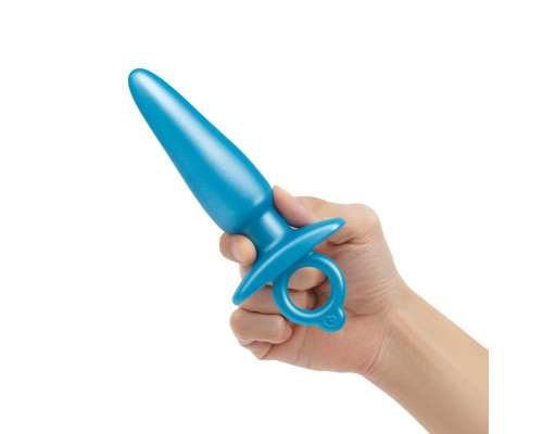 Заказать Голубая анальная пробка с кольцом Sleek Tapered Silicone Plug - 15 см.
