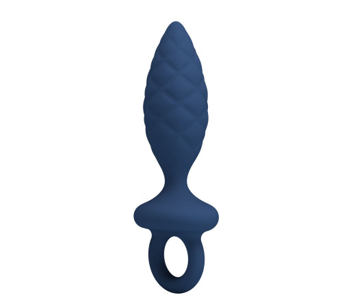 Синяя анальная пробка с кольцом Butt Plug with Loop L - 15,7 см.