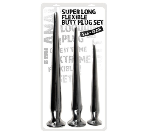 Набор из 3 длинных анальных пробок Super Long Flexible Butt Plug Set