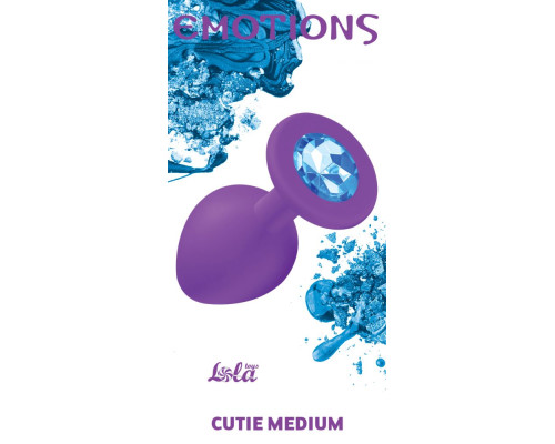 Заказать Средняя фиолетовая анальная пробка Emotions Cutie Medium с голубым кристаллом - 8,5 см.