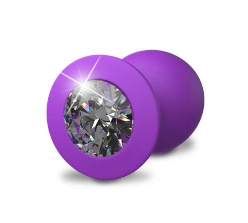 Фиолетовая анальная пробка со стразом Her Little Gem Large Plug - 9,5 см.