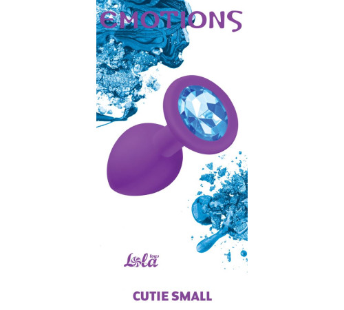 Малая фиолетовая анальная пробка Emotions Cutie Small с голубым кристаллом - 7,5 см.