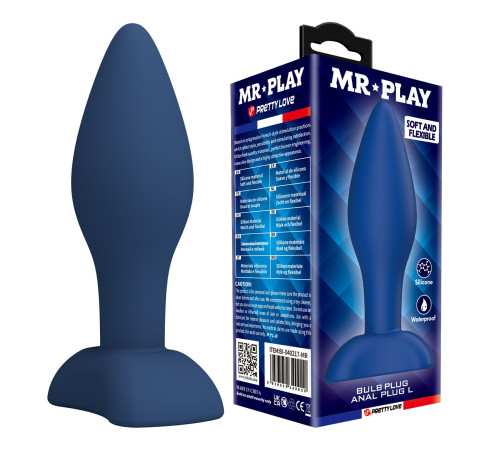 Синяя анальная пробка Bulb Plug - 12,1 см.