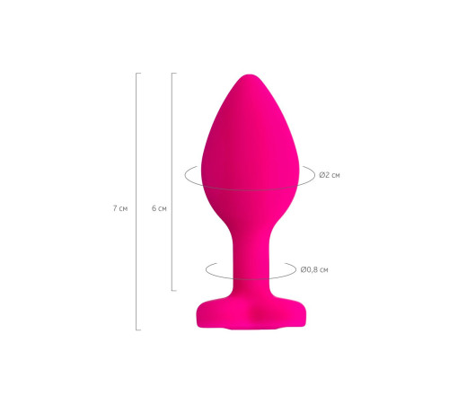 Розовая анальная втулка Diamond Heart с прозрачным кристаллом - 7 см.