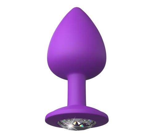 Фиолетовая анальная пробка со стразом Her Little Gem Large Plug - 9,5 см.