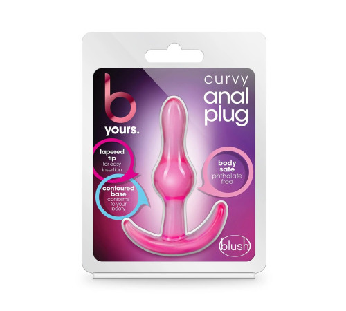 Розовая анальная пробка Curvy Anal Plug - 8,4 см.