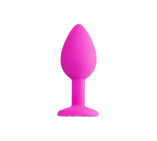 Розовая анальная втулка Brilliant с прозрачным кристаллом - 7 см.