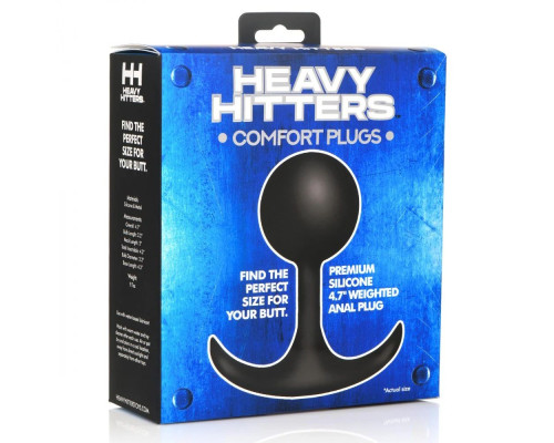 Заказать Черная анальная пробка с утяжелением Comfort Plugs Premium Silicone 4.7’’ Weighted Round Plug - 12 см.