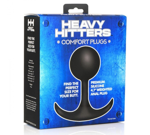 Черная анальная пробка с утяжелением Comfort Plugs Premium Silicone 4.7’’ Weighted Round Plug - 12 см.