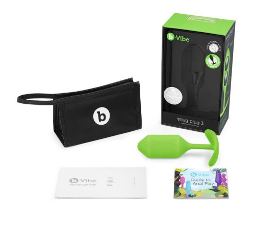 Лаймовая пробка для ношения B-vibe Snug Plug 3 - 12,7 см.