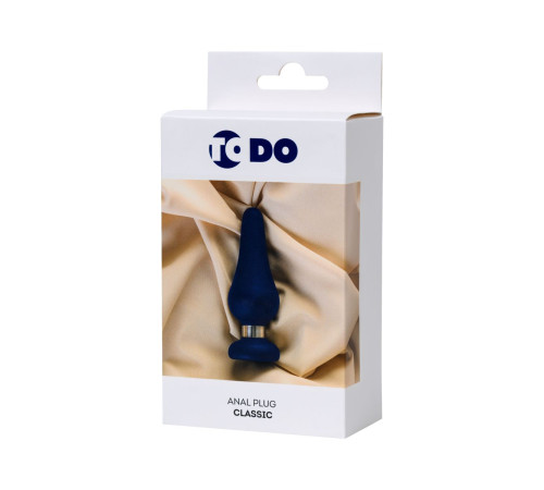 Синяя силиконовая анальная втулка с ограничителем - 13 см.