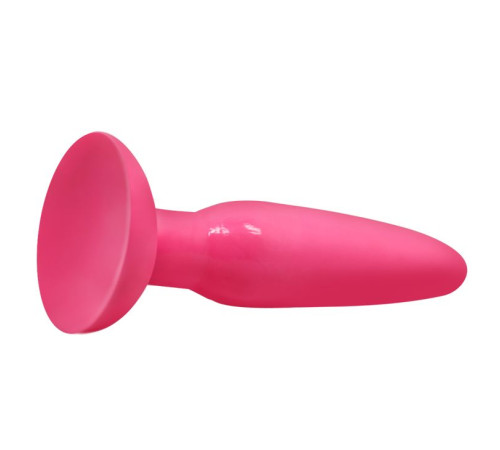 Розовая анальная пробка с подошвой-присоской - 13,5 см.