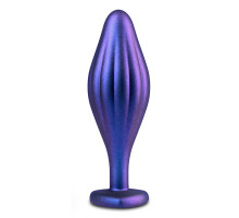 Фиолетовая анальная пробка с кристаллом-сердцем Matrix Wavy Bling Plug - 11,4 см.