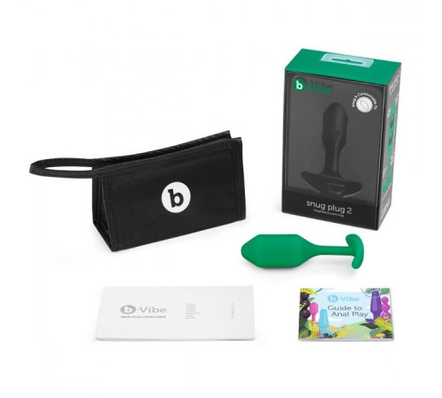 Зеленая пробка для ношения B-vibe Snug Plug 2 - 11,4 см.