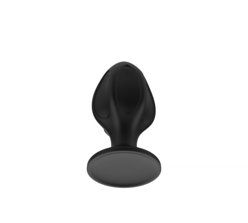 Черная средняя силиконовая анальная пробка с вертикальными бороздками