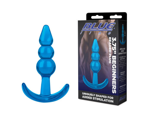 Заказать Голубой анальный плаг Beginners Beaded Plug - 9,5 см.