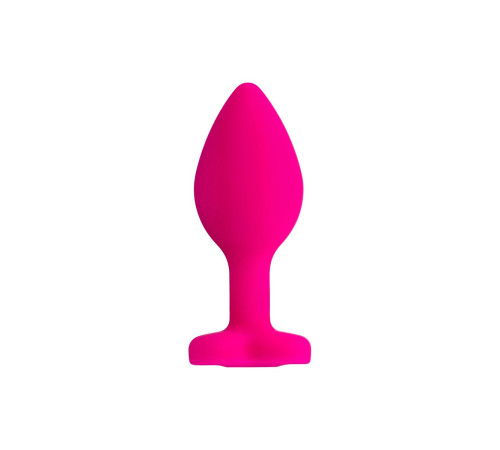 Розовая анальная втулка Diamond Heart с прозрачным кристаллом - 7 см.