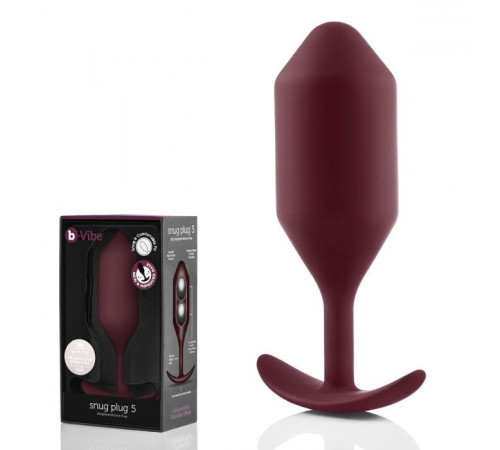 Бордовая пробка для ношения B-vibe Snug Plug 5 - 14 см.