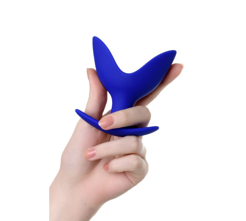 Синяя силиконовая расширяющая анальная втулка Bloom - 9,5 см.