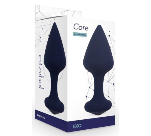 Темно-синяя анальная пробка Exo L - 9,6 см.
