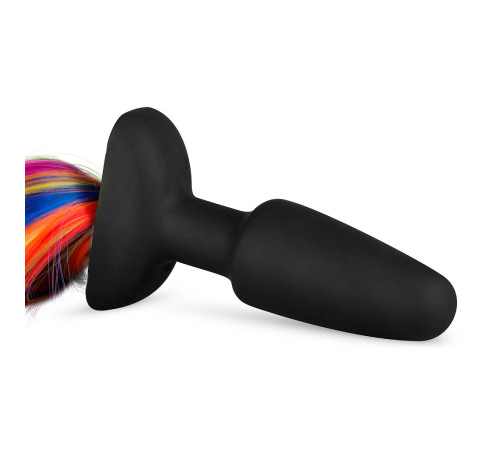 Черная анальная пробка с радужным хвостом Butt Plug With Tail