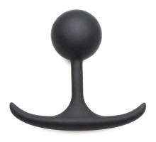 Черная анальная пробка с утяжелением Premium Silicone 3.3  Weighted Round Plug - 8,4 см.