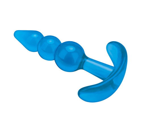 Голубой анальный плаг Beginners Beaded Plug - 9,5 см. Голубой анальный плаг Beginners Beaded Plug - 9,5 см.