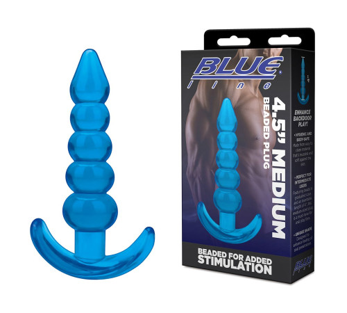 Голубая анальная елочка Medium Beaded Plug - 11,4 см.