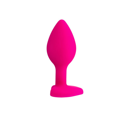 Розовая анальная втулка Diamond Heart с прозрачным кристаллом - 7 см.